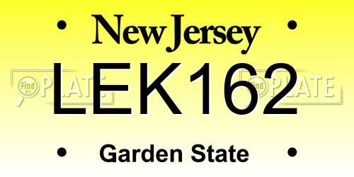 LEK162 New Jersey License Plate