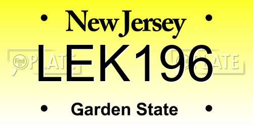 LEK196 New Jersey License Plate