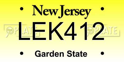 LEK412 New Jersey License Plate