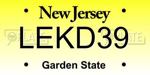 LEKD39 New Jersey License Plate