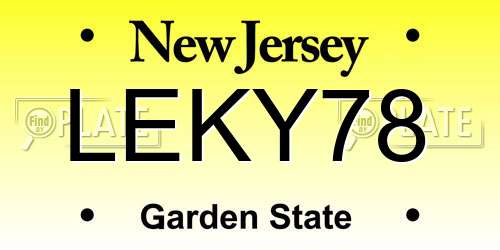 LEKY78 New Jersey License Plate
