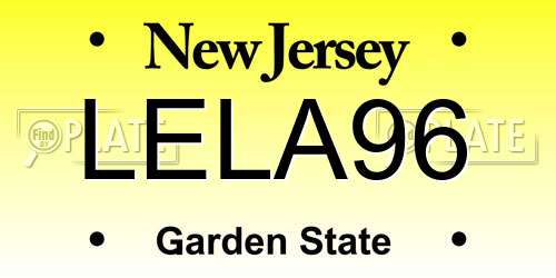 LELA96 New Jersey License Plate