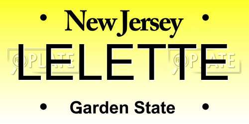 LELETTE New Jersey License Plate