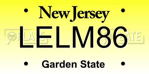 LELM86 New Jersey License Plate