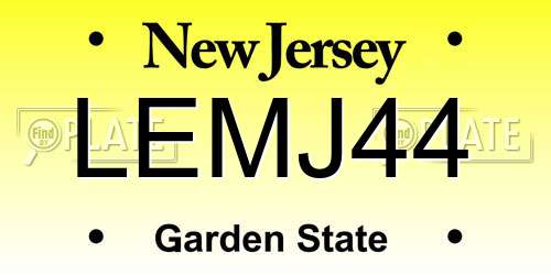 LEMJ44 New Jersey License Plate