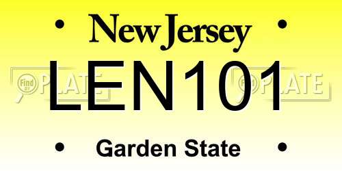 LEN101 New Jersey License Plate