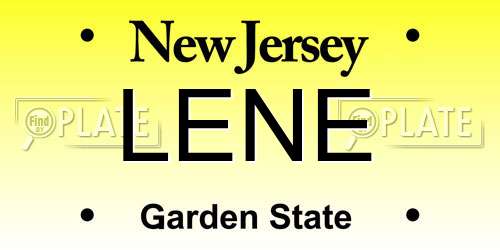 LENE New Jersey License Plate