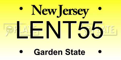 LENT55 New Jersey License Plate