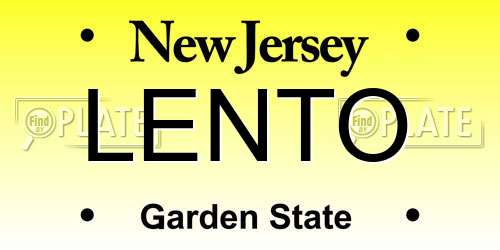 LENTO New Jersey License Plate