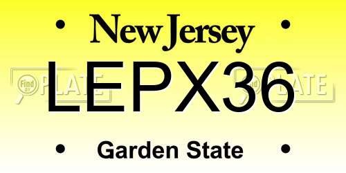 LEPX36 New Jersey License Plate