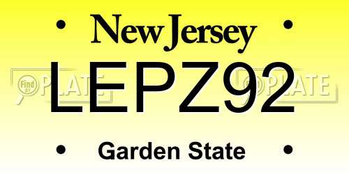 LEPZ92 New Jersey License Plate