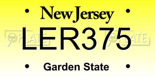 LER375 New Jersey License Plate