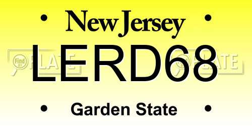 LERD68 New Jersey License Plate