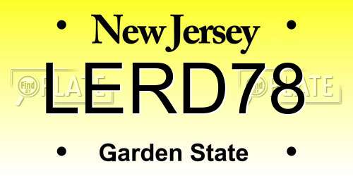 LERD78 New Jersey License Plate