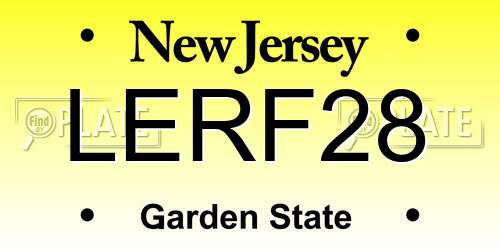 LERF28 New Jersey License Plate