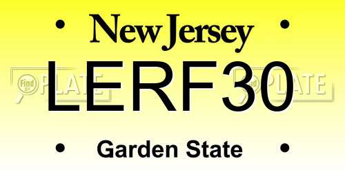 LERF30 New Jersey License Plate