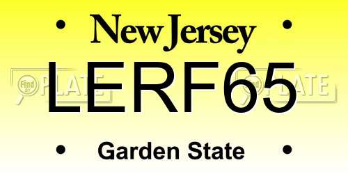 LERF65 New Jersey License Plate