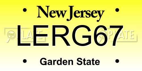 LERG67 New Jersey License Plate