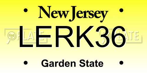 LERK36 New Jersey License Plate