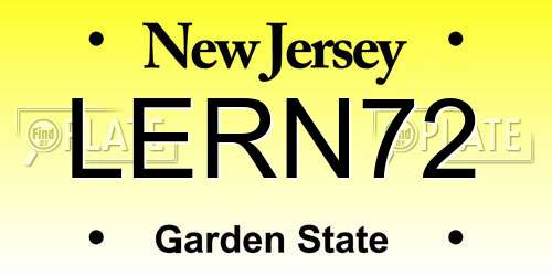 LERN72 New Jersey License Plate