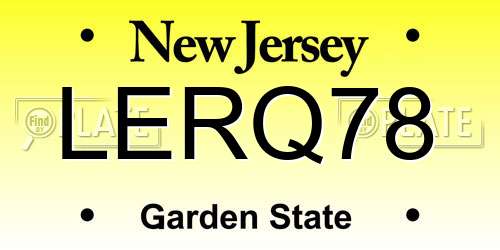LERQ78 New Jersey License Plate