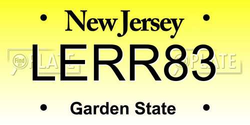 LERR83 New Jersey License Plate