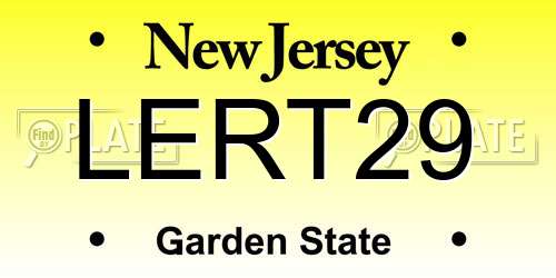 LERT29 New Jersey License Plate