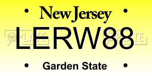 LERW88 New Jersey License Plate