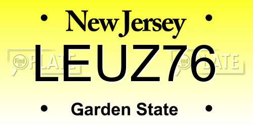 LEUZ76 New Jersey License Plate