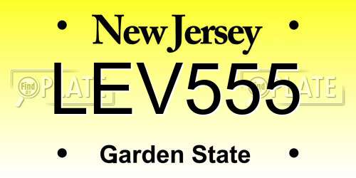 LEV555 New Jersey License Plate