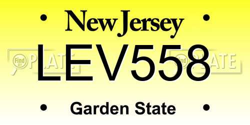 LEV558 New Jersey License Plate