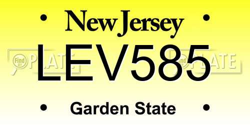 LEV585 New Jersey License Plate