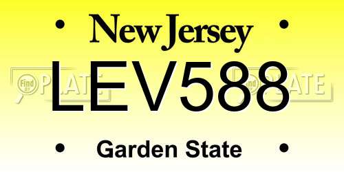 LEV588 New Jersey License Plate