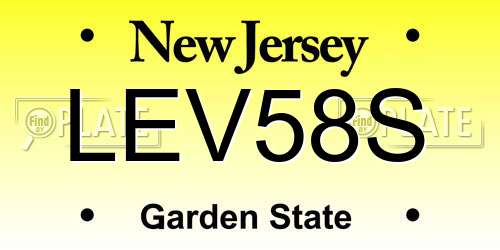 LEV58S New Jersey License Plate
