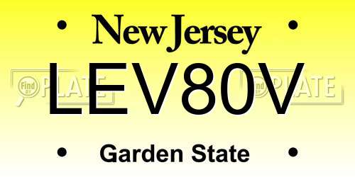 LEV80V New Jersey License Plate
