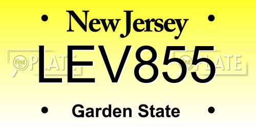 LEV855 New Jersey License Plate