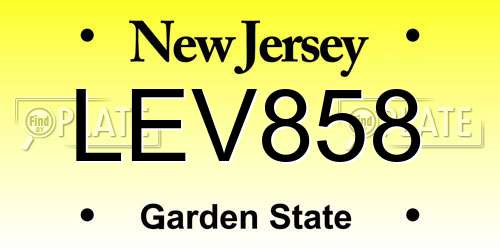 LEV858 New Jersey License Plate