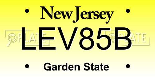 LEV85B New Jersey License Plate
