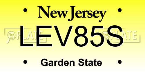 LEV85S New Jersey License Plate