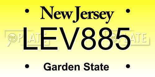 LEV885 New Jersey License Plate