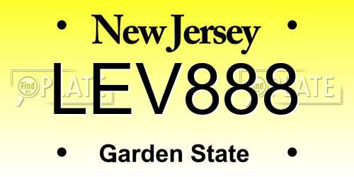 LEV888 New Jersey License Plate