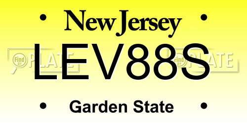 LEV88S New Jersey License Plate