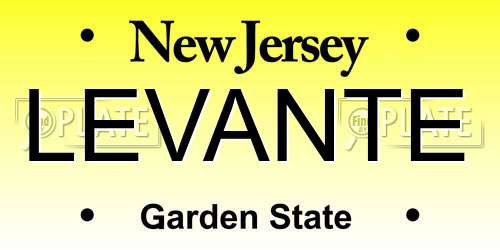 LEVANTE New Jersey License Plate