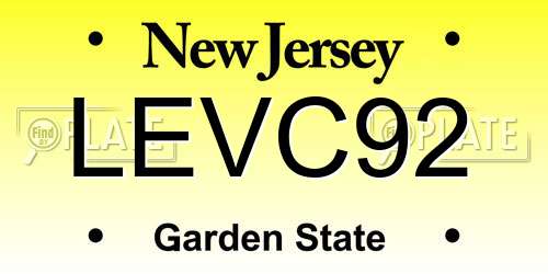 LEVC92 New Jersey License Plate