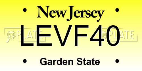 LEVF40 New Jersey License Plate
