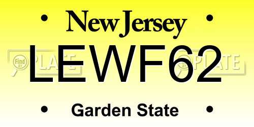 LEWF62 New Jersey License Plate