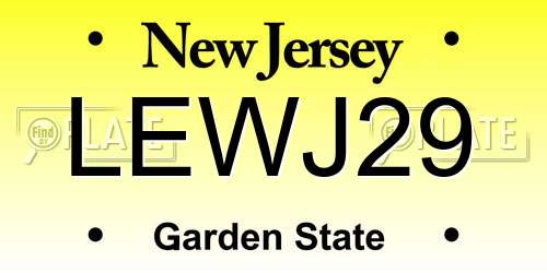 LEWJ29 New Jersey License Plate