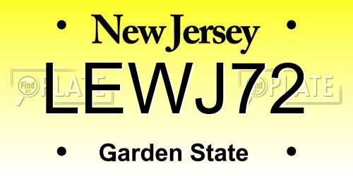 LEWJ72 New Jersey License Plate