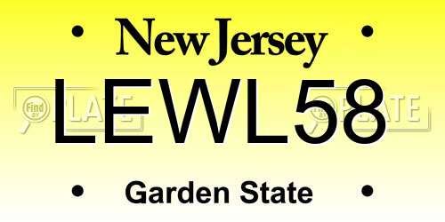 LEWL58 New Jersey License Plate