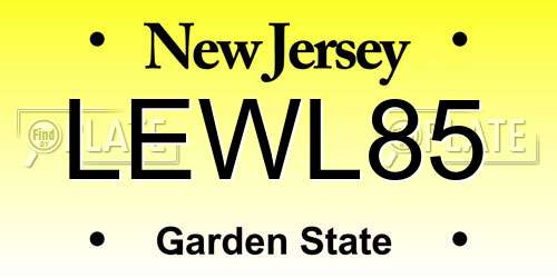 LEWL85 New Jersey License Plate